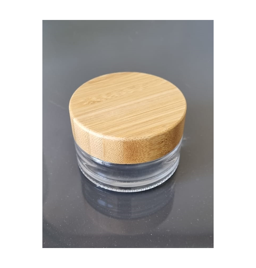 Pot en verre transparent + bouchon finition bambou 30g