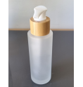 Bouteille verre effet givrée + bouchon pompe finition bambou 100ml